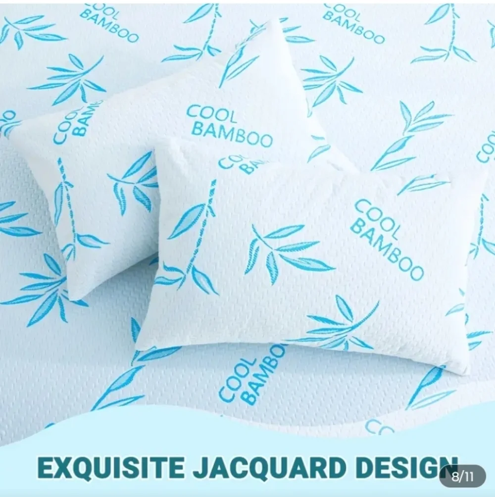 Queen Bamboo Cool White and Blue Pillowcase